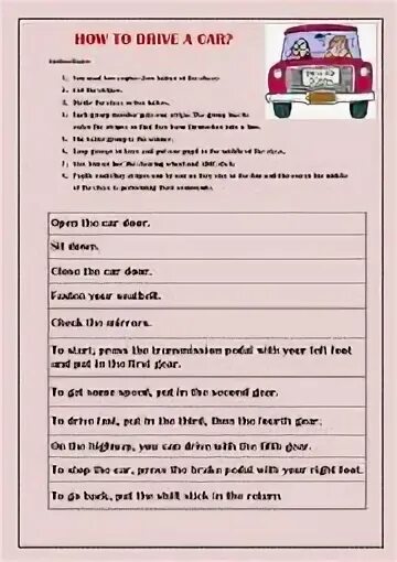 Напиши по образцу drive a car. Driving in my car Worksheets. Driving a car Worksheet. Ride Drive Worksheet. Задание по англ языку для 3 класса Drive a car.