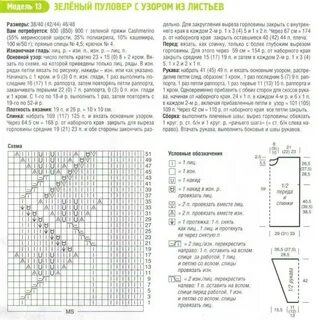 Схема свитера листья