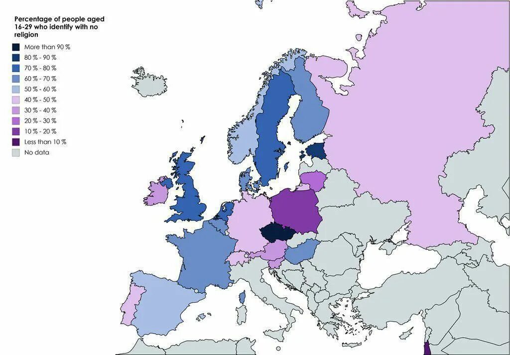 Карта атеизма в Европе. Процент атеистов в Европе. Карта атеистов Европы. Процент нерелигиозных людей в Европе.