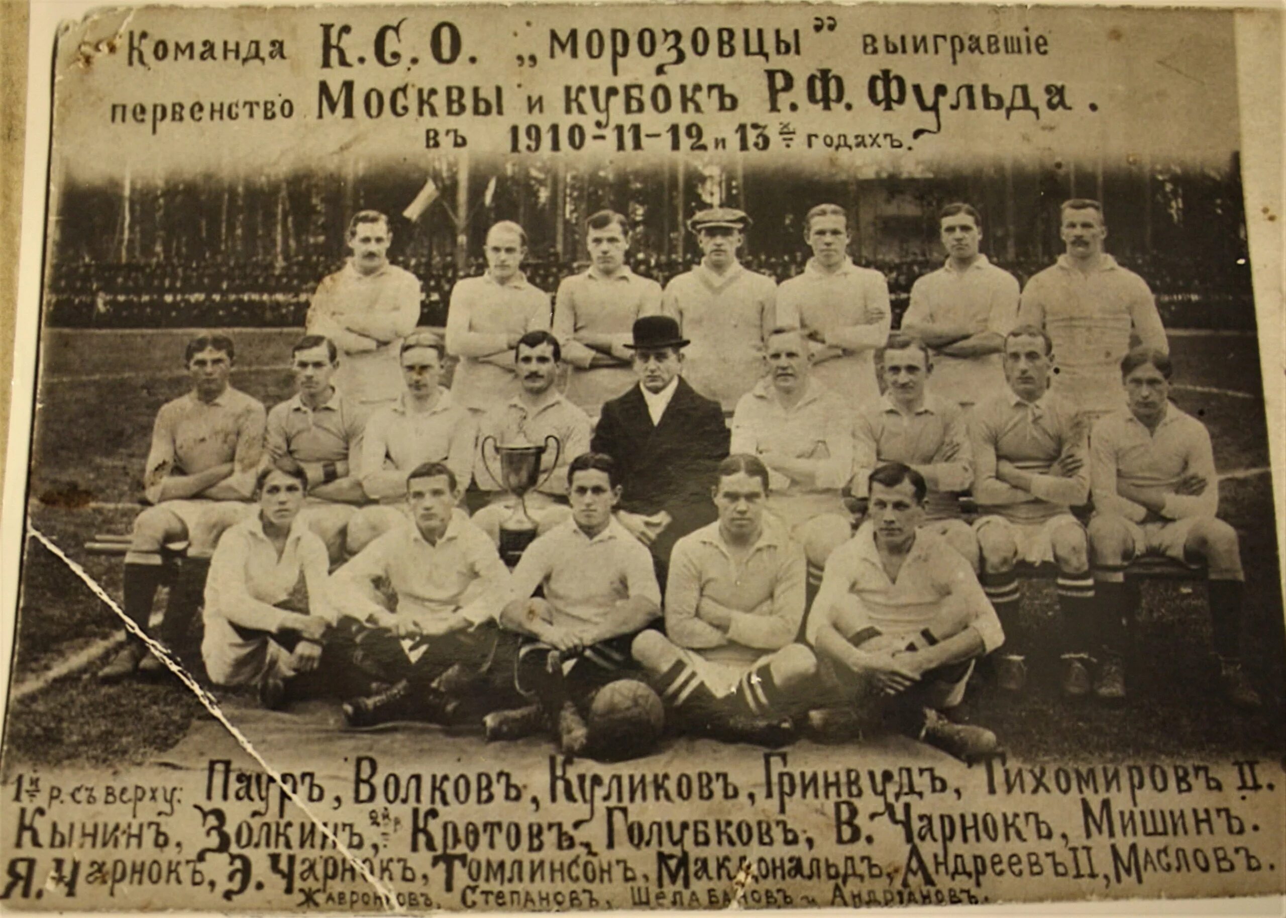 Первые российские клубы. Московская футбольная лига 1910-1922. Футбольная команда морозовцы.