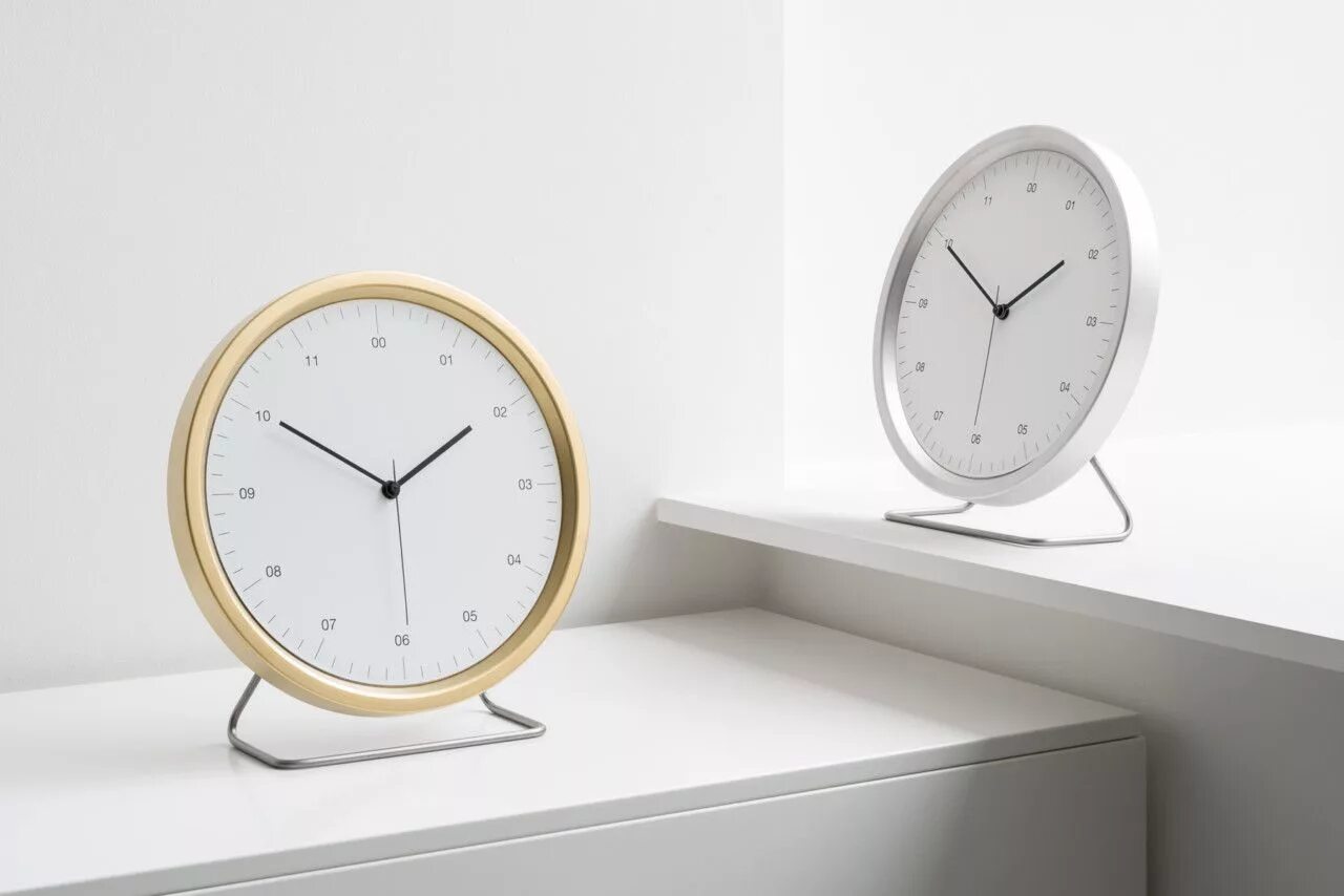 The clock is the desk