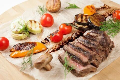 Говядина с овощами гриль