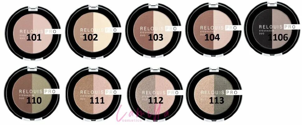 Тени для век `Relouis` `Relouis Pro` Eyeshadow Duo тон 112. Relouis Duo Pro Eyeshadow Metal 102. Relouis Pro тени для век Eyeshadow Duo тон 101. РБ тени для век "Relouis Pro Eyeshadow Duo" тон 103 /6.