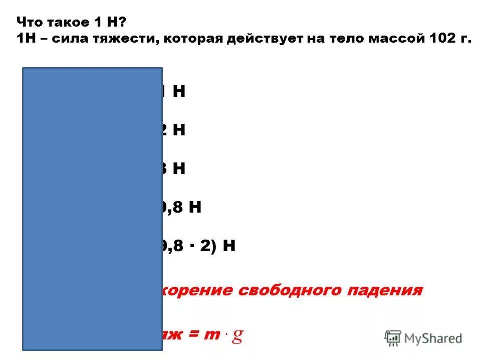 Ускорение свободного падения Ньютон на килограмм.