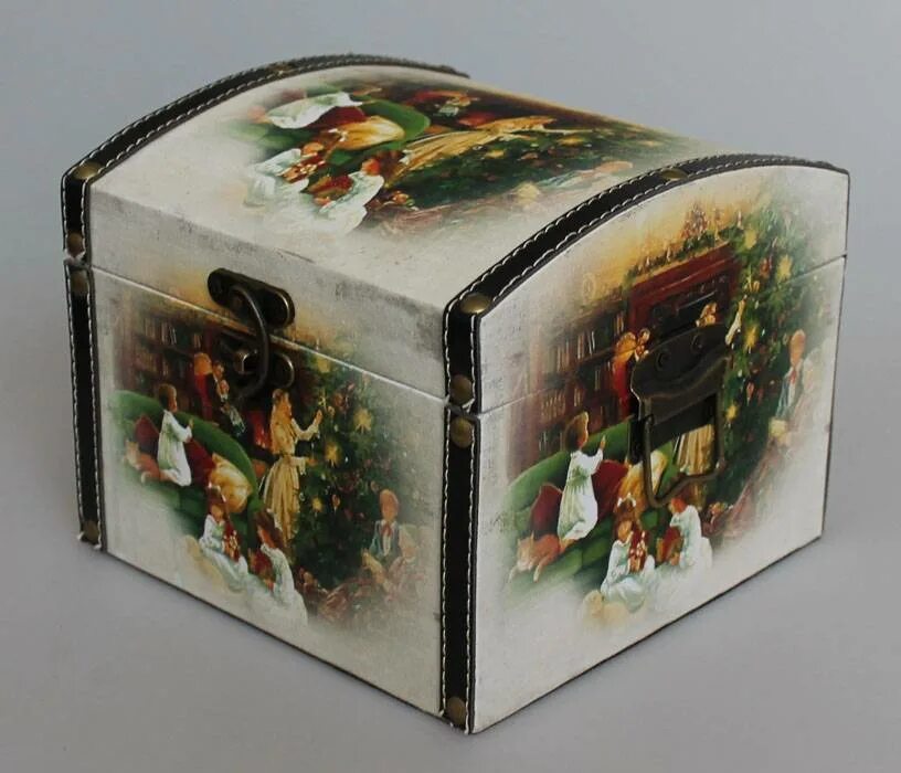 коробка-сундучок для новогодних подарков. как сделать новогодний сундук. новогодний сундучок. сундучок декупаж. новогодний сундук.