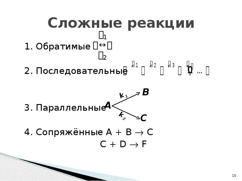 Сложная реакция пример. Классификация сложных реакций. Сложные реакции. Пример сложной реакции. Типы сложных реакций химия.