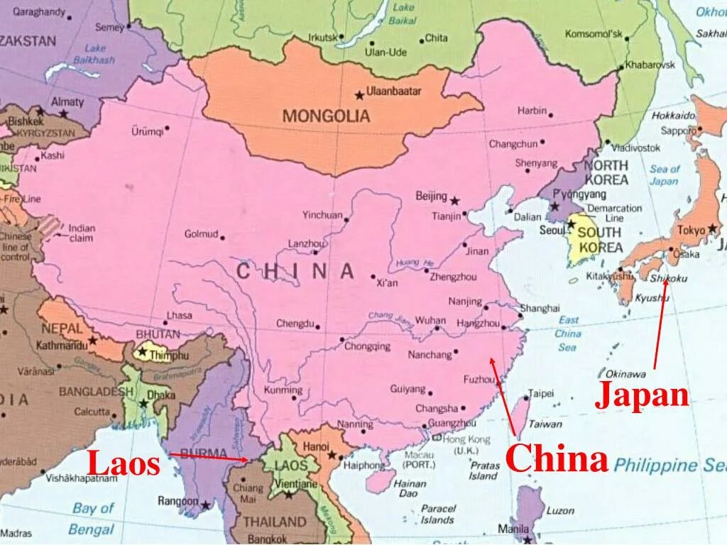 Карта Китая. Границы Китая на карте. Китайская карта Китая. Граница Китая и России на карте. Граница россии с китаем проходит
