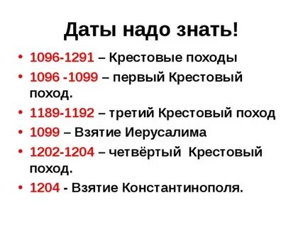 Исторические даты 6 класс
