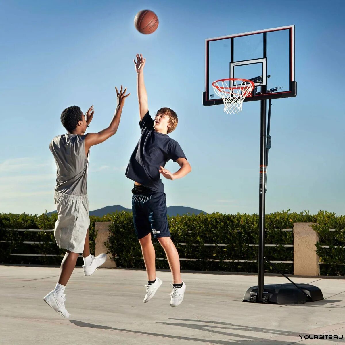 C playing basketball