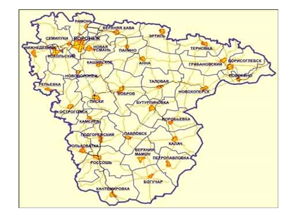 Карта Воронежской области. Районы Воронежской области. Административная карта Воронежской области. Карта Воронежской области с районами.