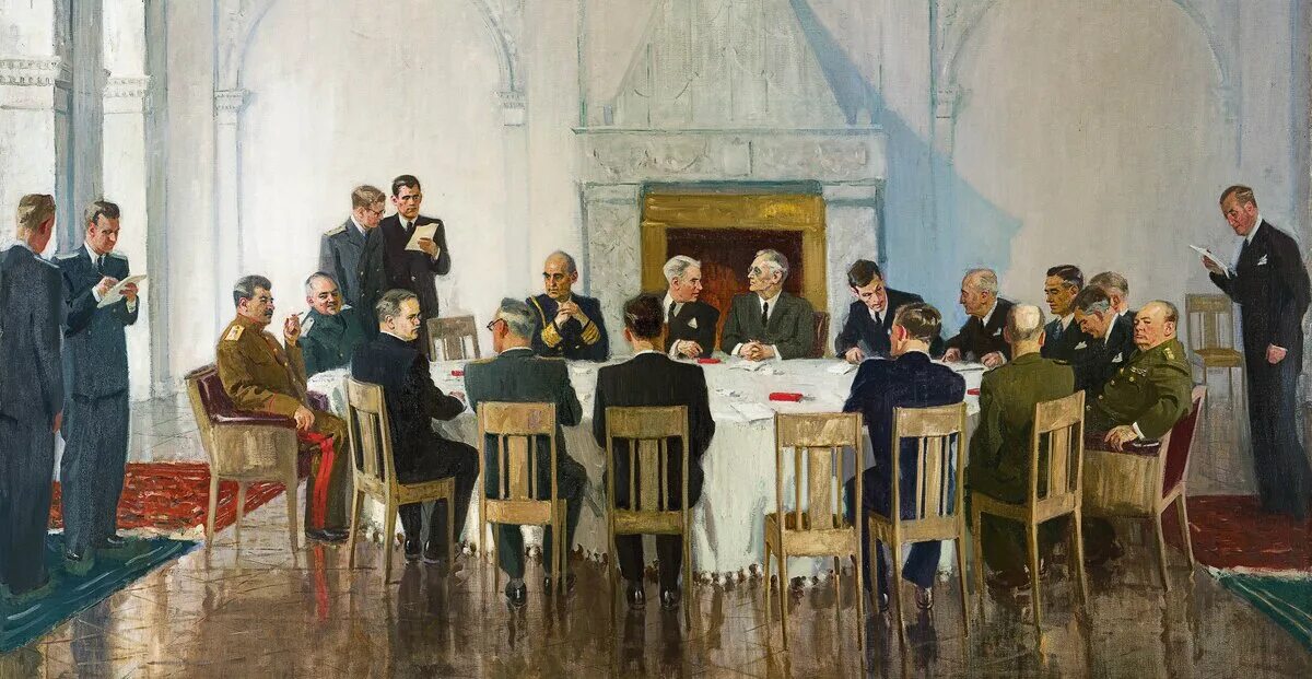 Деловые страны советов. Ялтинская конференция 1945 года. Ялтинская Крымская конференция 1945. Рузвельт Черчилль Сталин конференция Ялта.