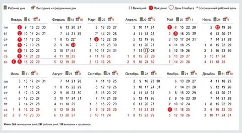 Сколько выходных дней в 2024г