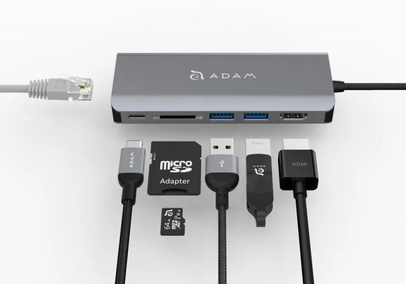 USB-концентратор Adam elements casa Hub a01, разъемов: 5. Адаптер Adam elements casa Hub vh1 (aapadhubvh1gy) USB-C - VGA, HDMI серый. Адаптер Hub 6 in 1 два HDMI. Type-c концентраторы 6 in 1. Element usb