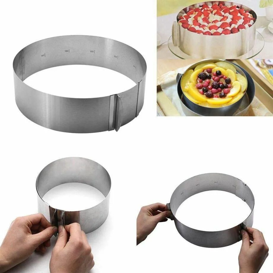 Разъемное кольцо для выпечки торта. Раздвижное кольцо для выпечки cake ring, 16-30 см. форма для торта &quot;cake ring&quot; регулируемая 16-30см.. раздвижное кондитерское кольцо 16-30 см. форма для торта tescoma 623246.