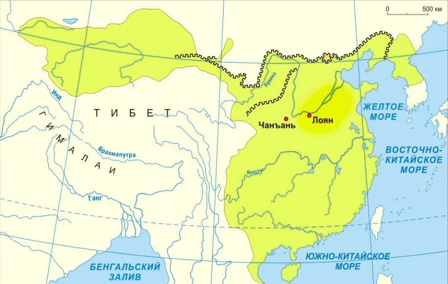 Карта древнего Китая. Расположение древнего Китая на карте. Китай в древности карта.
