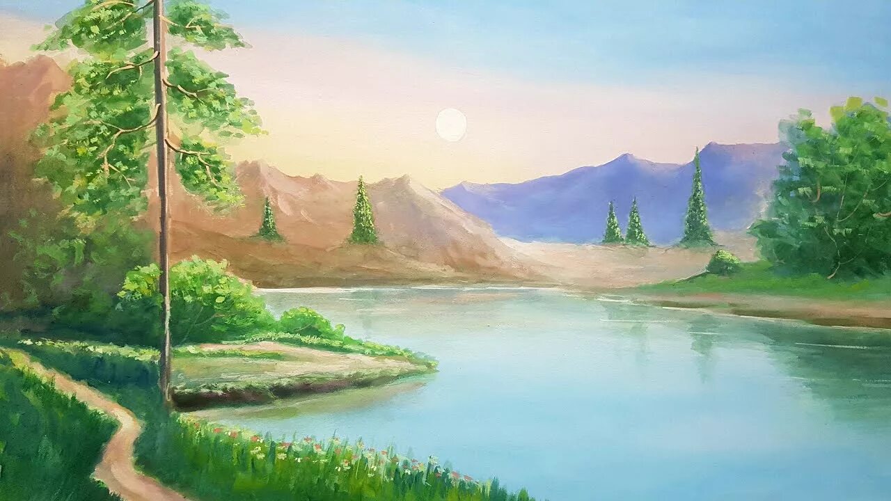 Рисунок природы 2. Пейзаж рисунок. Простой пейзаж с речкой. Нарисовать реку. Пейзаж с рекой рисунок.