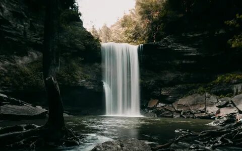 Download 3840x2400 waterfall, stones, landscape, dark wallpaper, background...