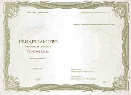 Документ о профессии рабочего должности служащего