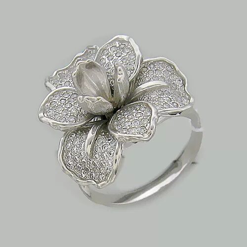 кольцо серебро усыпанное фианитами. кольцо серебро цветочки. красивые серебряные кольца. кольцо с цветком серебро санлайт. кольцо в виде цветка.