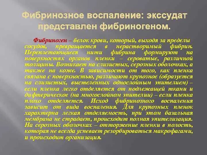 Цвет экссудата. Фибринозный экссудат характеристика. фибринозный характер экссудата.