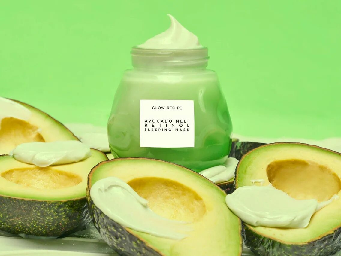 Сон авокадо. Glow Recipe Avocado Melt ночная маска. Glow Recipe Avocado Melt Retinol Eye sleeping Mask. Маска с авокадо. Маска авокадо корейская ночная.