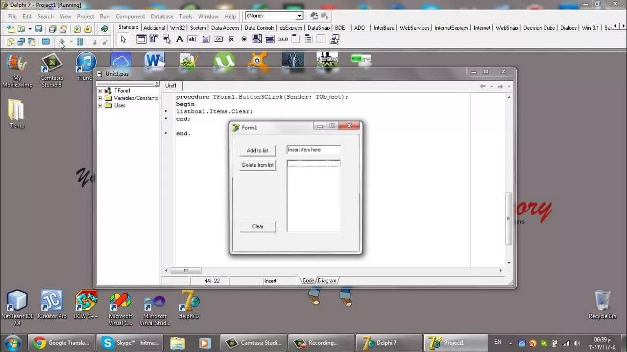 Delphi delete. Delphi. delphi listbox items. компонент tstringlist в делфи. items delphi радиокнопки.