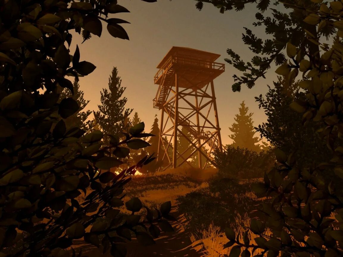 Ночное небо. Вышка фон. Пейзаж минимализм. Звездное небо арт. Firewatch игра.