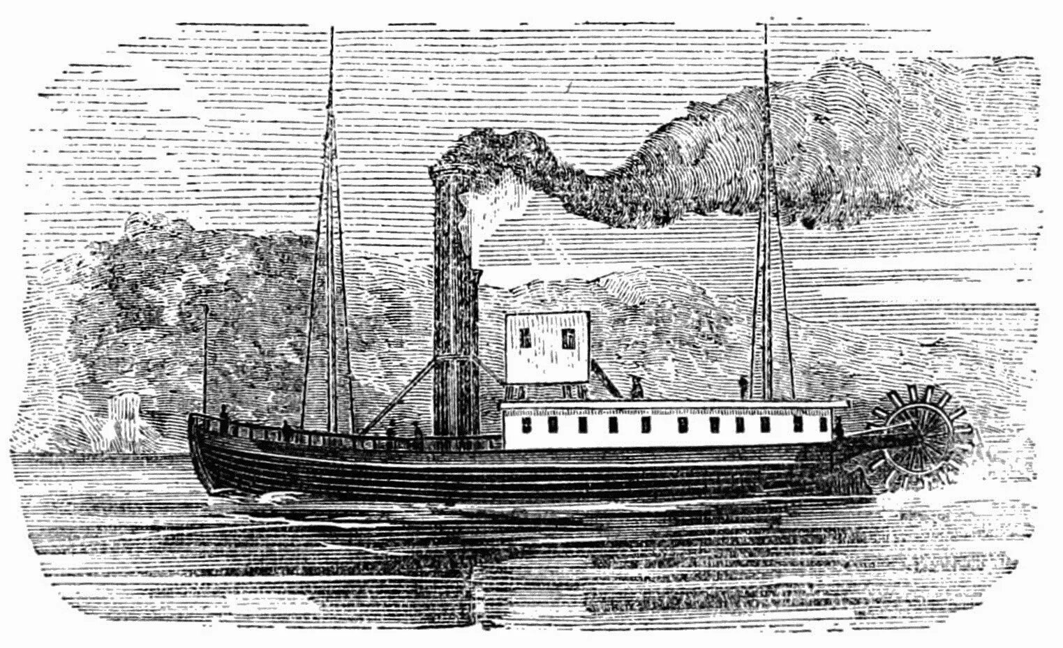 Пароход 1815. Колесные пароходы Миссисипи. Первый пароход Фултона Клермонт.
