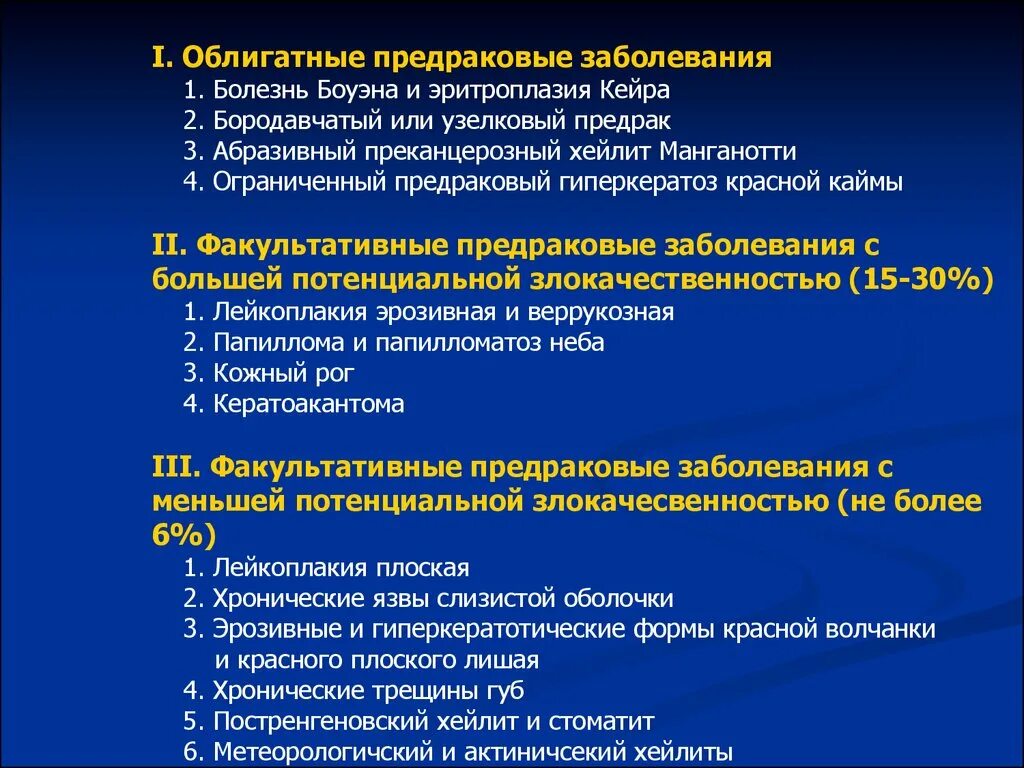 Эритроплазия Кейра гистология. Факультативные и облигатные предраковые заболевания. Классификация предраковых заболеваний. Предраковые заболевания (факультативный и облигатный предрак)..