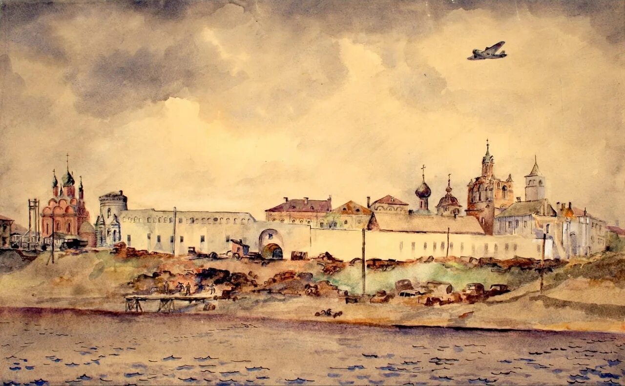 Ярославль в 17 веке. Ярославский монастырь богоявленская площадь. Виды ярославля акварель. Ярославль основание города. Церковь николы мокрого ярославль.