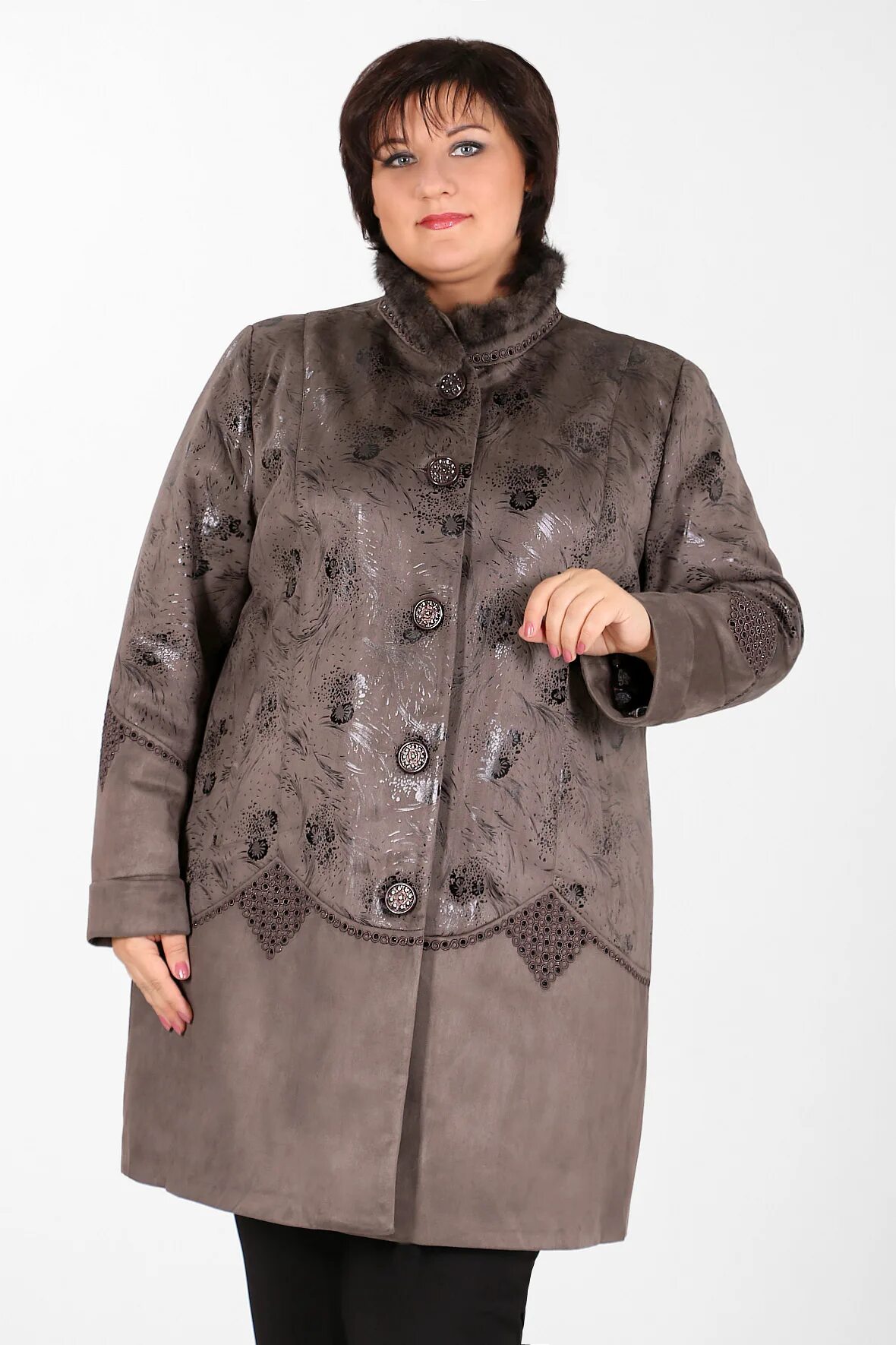 Пальто Ruiyi collection no 1713. Замшевая куртка женская Ruiyi 1713-1. Верхняя одежда женская больших размеров. Пальто женское больших размеров.