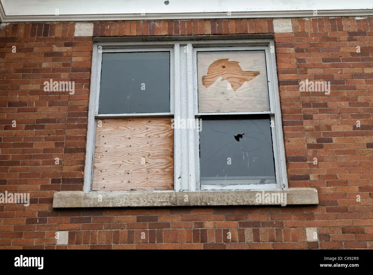 The window was broken with a