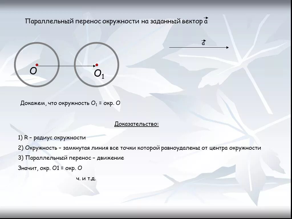 Параллельный перенос окружности. Перенос окружности на вектор. Параллельный перенос на ветор. Векторный перенос окружности на вектор. Параллельный перенос задан вектором 2 4