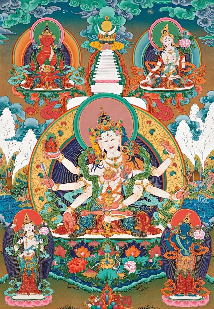Будда Намгьялма. Ушнишавиджая Дхарани. Будда Ушнишавиджая. Тибетская живопись тханка. Художественная культура буддизма