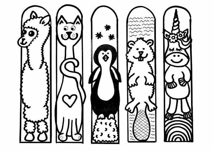 Закладка 1 класс шаблоны распечатать animal-bookmarks-coloring-page-source_4jd Coloring pages, Bookmark template, Fre