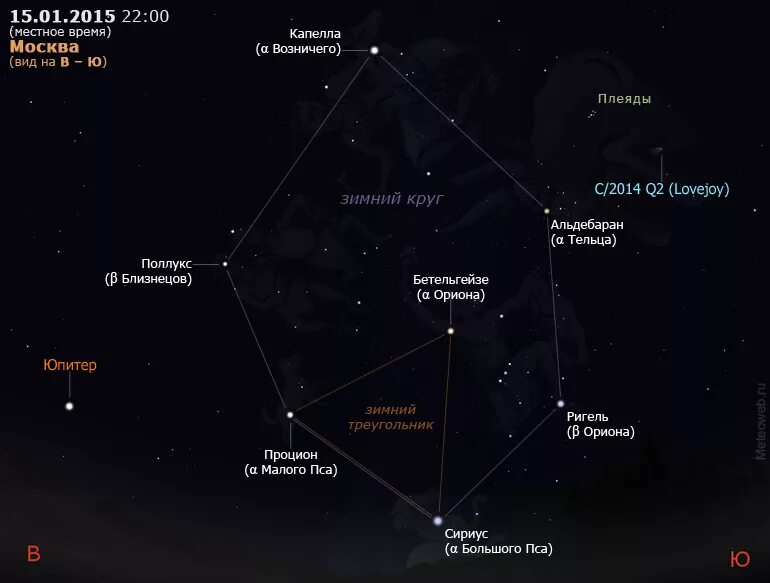 Какие звезды восходящие. Бетельгейзе в созвездии Ориона. Сириус и Бетельгейзе на небе. Бетельгейзе звезда в созвездии. Бетельгейзе Сириус и Процион.