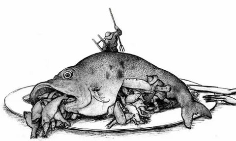 Man eats fish