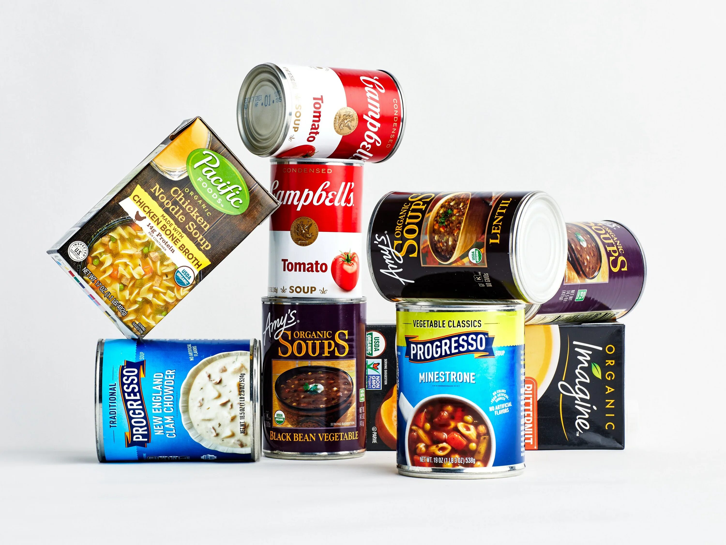 Soup cans. Canned. Canned Soup. Can of Soup.