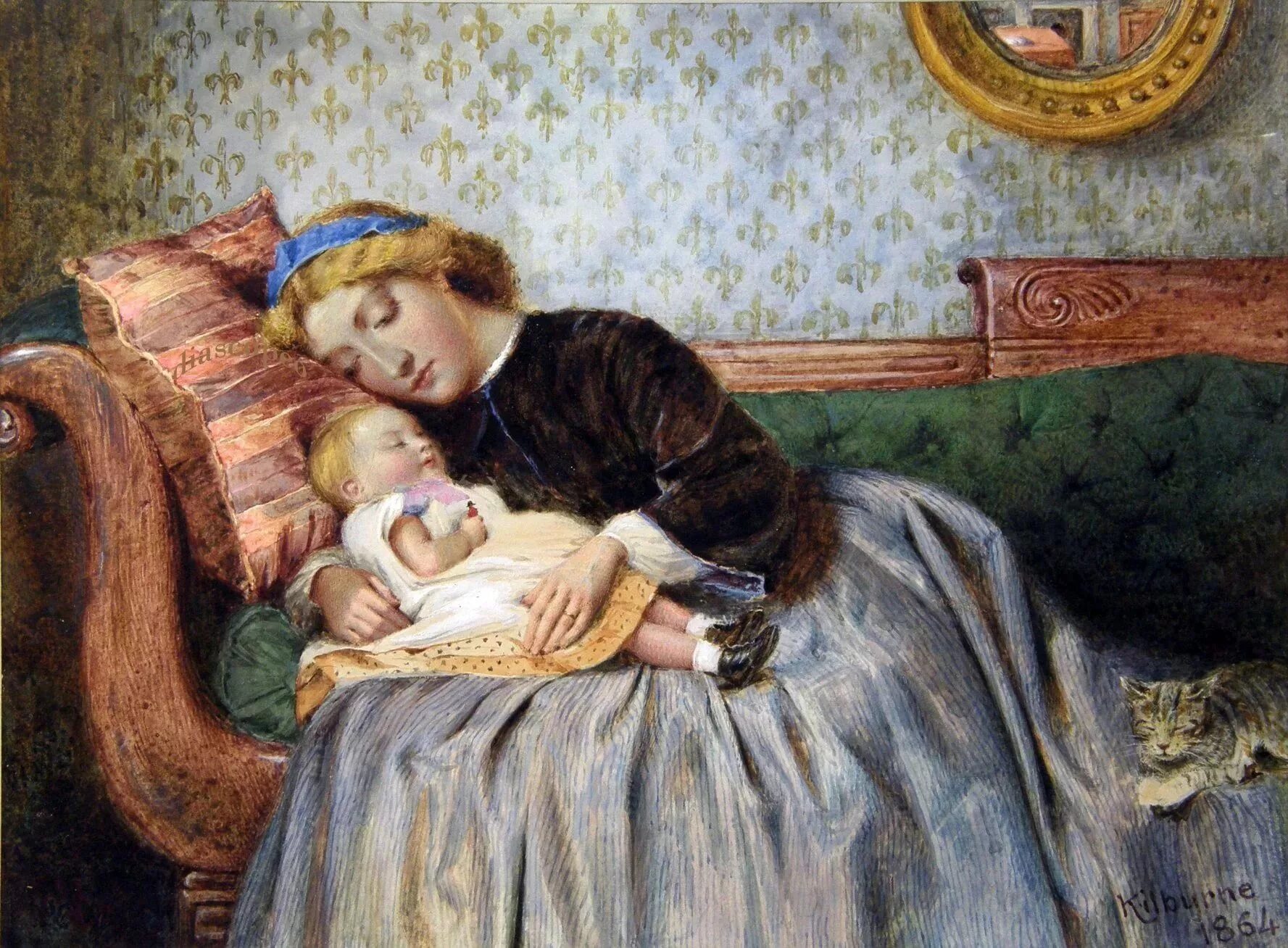 Няня укладывает спать. Колыбельная живопись. Материнство в живописи. Материнство картины художников. Спящее дитя живопись.