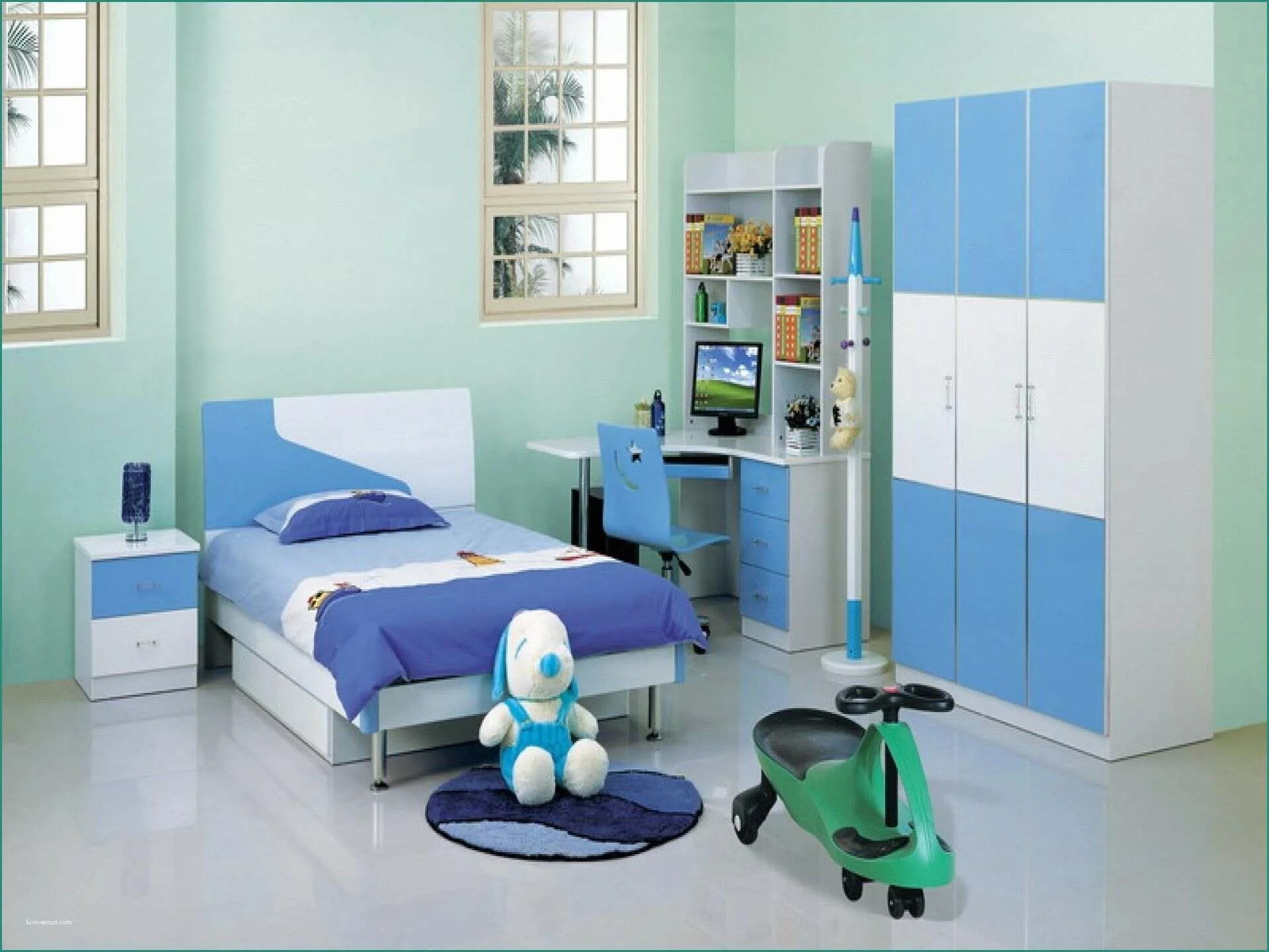 Детские спальни. Детская для мальчика. Мебель для комнаты мальчика. Детская в синих тонах.