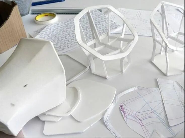 Modelling design. Макетирование стула. промышленный дизайн стульев. прототипирование в дизайне. various materials for the production of designer furniture.