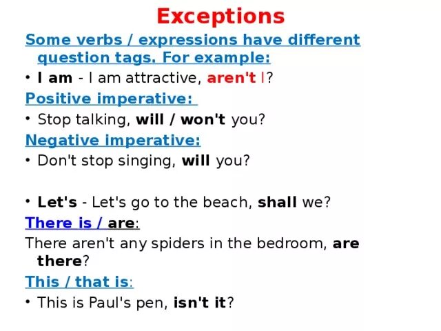 Sentences with tag questions. Вопросы tag questions. Tag questions правило. Tag questions исключения. Question tags am.