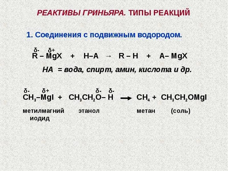 Типы реакций кислот