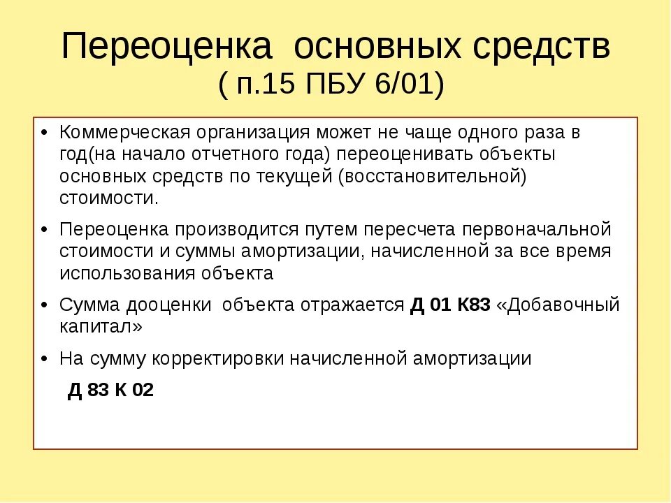 Случаи переоценки основных средств