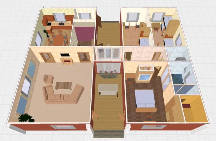 Дом на три комнаты. Планировка одноэтажного дома 3д. Расстановка мебели в одноэтажном доме. 3д планировка дома. 3д проекты одноэтажных домов.
