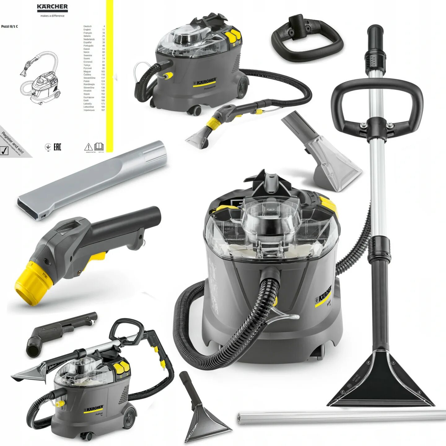 Пылесос моющий и пылесосящий одновременно. Моющий пылесос Karcher Puzzi 8/1 c. Керхер professional Puzzi 8/1c. Пылесос Керхер Пуззи 8/1. Пылесос кёрхер Puzzi 8/1.