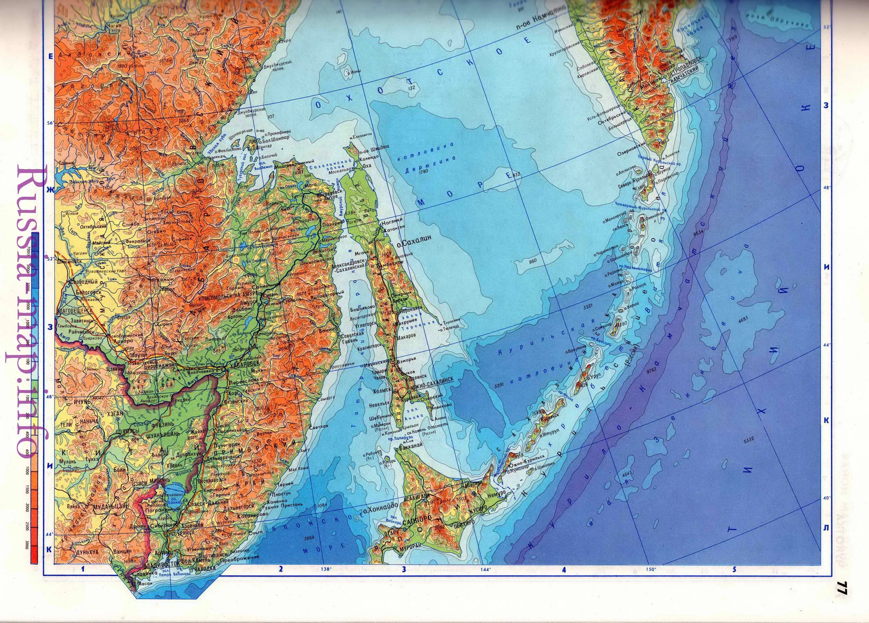 Горы сахалин на карте россии. Географическая карта дальнего Востока и Сахалина. Карта дальнего Востока и Сахалина и Камчатки и Японии. Карта дальнего Востока России и Сахалина. Физическая карта дальнего Востока России.
