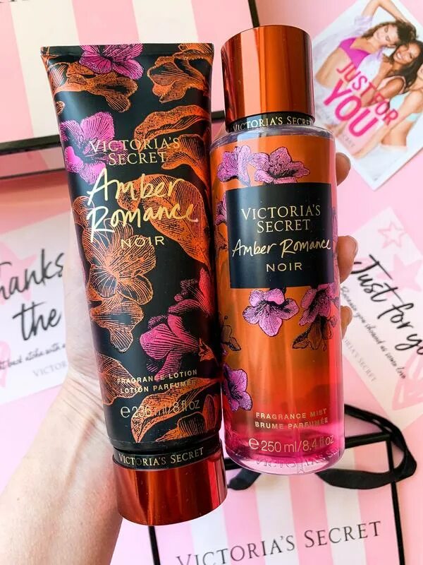 Спрей- мист Victoria's Secret Amber Romance Noir. Набор лосьон и спрей Victoria's Secret Amber Romance. Amber romance