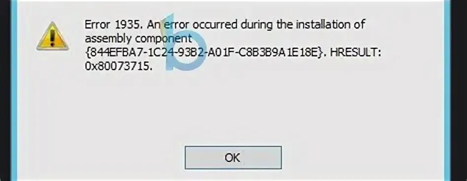 An Error occurred during authentication. Error 1935 an Error occured during the Insta. An Error occurred during the current Operation. Sorry an Error has occurred during installation Waves. Problem occurred during