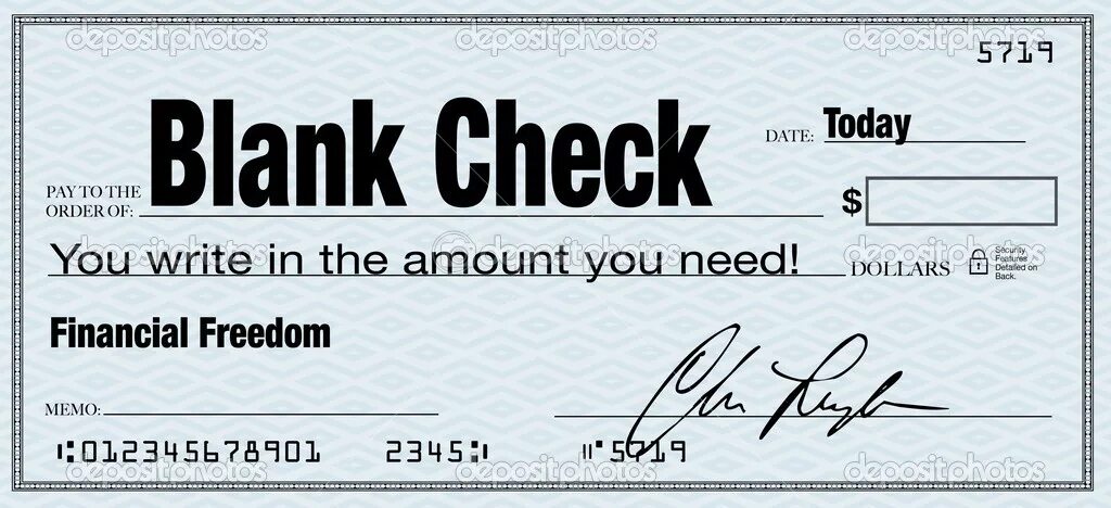 Blank check. Blank cheque. огромный сертификат чек. чек йоу.